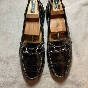 Martin Dingman Dark Brown Leather Slip-On Loafers